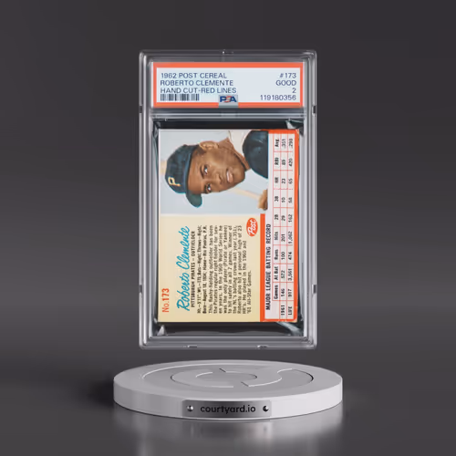 1962 Post Cereal #173 Roberto Clemente - Hand Cut-Red Lines (PSA 2 GOOD)