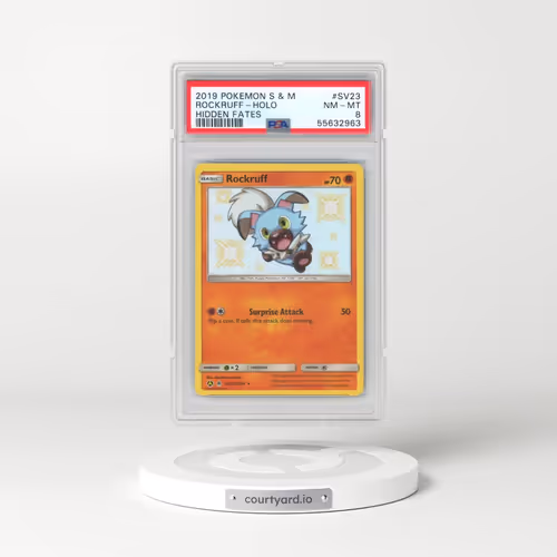 2019 Pokémon Sun & Moon Hidden Fates #SV23 Rockruff - Holo (PSA 8 NM-MT)