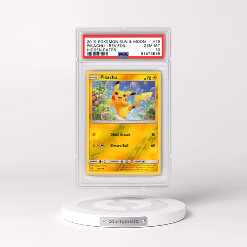 2019 Pokémon Sun & Moon Hidden Fates #19 Pikachu - Reverse Foil (PSA 10 GEM MINT)