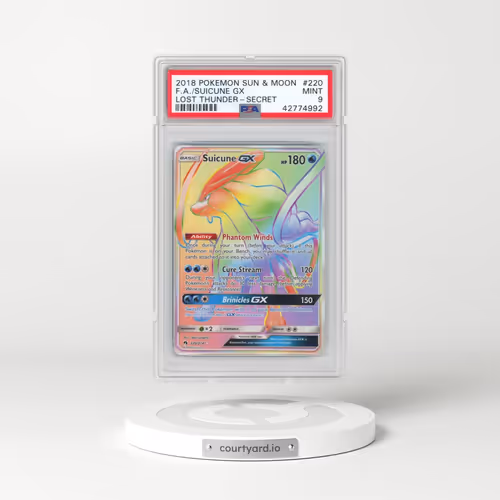 2018 Pokémon Sun & Moon Lost Thunder #220 Suicune GX - Holo Full Art Secret (PSA 9 MINT)