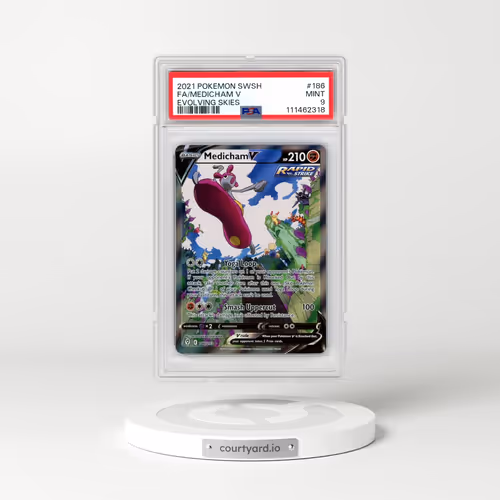 2021 Pokémon Sword & Shield Evolving Skies #186 Medicham V - Holo Full Art (PSA 9 MINT)