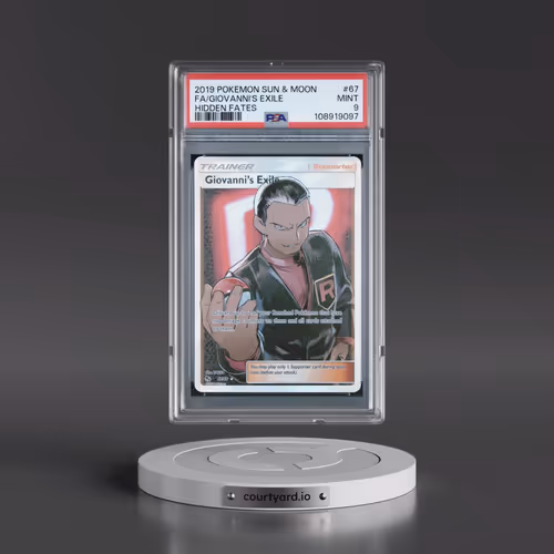 2019 Pokémon Sun & Moon Hidden Fates #67 Giovanni's Exile - Full Art (PSA 9 MINT)