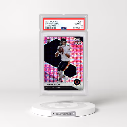 2021 Panini Mosaic #304 Justin Fields - Camo Pink (PSA 10 GEM MINT)