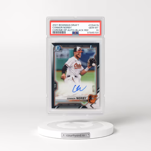 2021 Bowman Draft Chrome Draft Pick Autographs #CDACN Connor Norby - Black Refractor (PSA 10 GEM MINT)