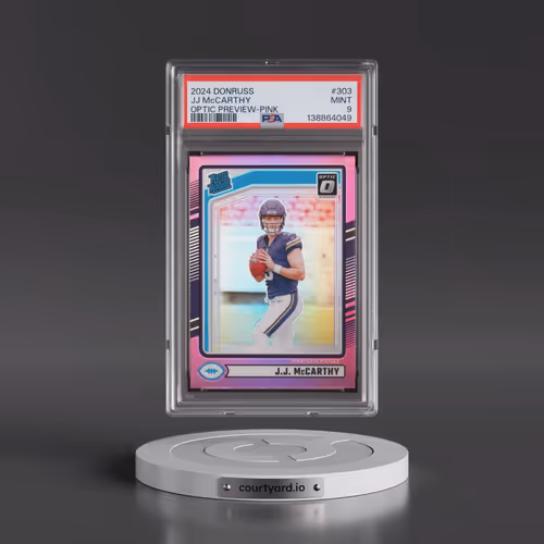 2024 Panini Donruss #303 JJ McCarthy - Optic Preview-Pink (PSA 9 MINT)