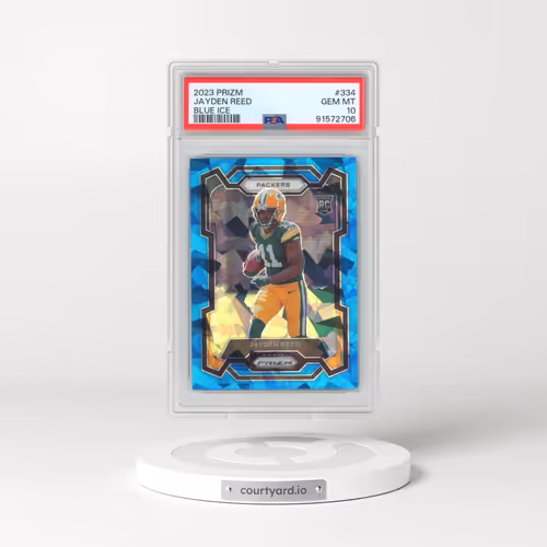 2023 Panini Prizm #334 Jayden Reed - Blue Ice (PSA 10 GEM MINT)