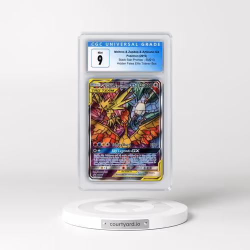 2016 Black Star Promos - Sun & Moon #SM210 Moltres & Zapdos & Articuno GX - Holo Hidden Fates Elite Trainer Box (CGC 9 MINT)