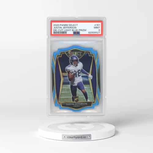 2020 Panini Select #161 Justin Jefferson - Die-Cut Light Blue Prizm (PSA 9 MINT)