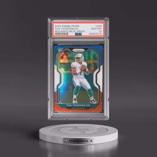 2020 Panini Prizm #339 Tua Tagovailoa - Red/White/Blue Prizm (PSA 10 GEM MINT)