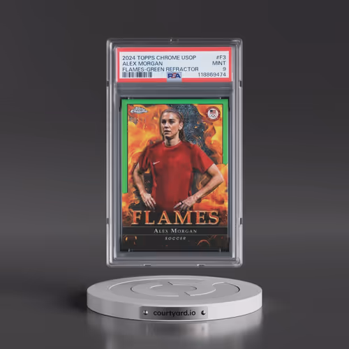 2024 Topps Chrome US Olympic and Paralympic Hopefuls Flames #F3 Alex Morgan - Green Refractor (PSA 9