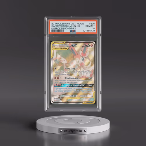 2019 Pokémon Sun & Moon Unbroken Bonds #205 Gardevoir & Sylveon GX - Holo Full Art (PSA 10 GEM MINT)