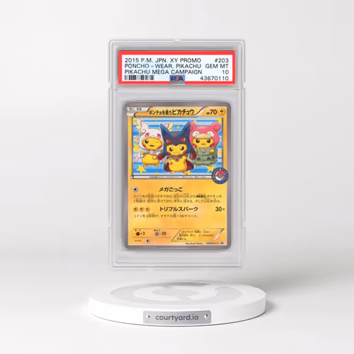 2015 Pokémon XY Promo #203 Poncho-Wearing Pikachu - Pikachu Mega Campaign (PSA 10 GEM MINT)