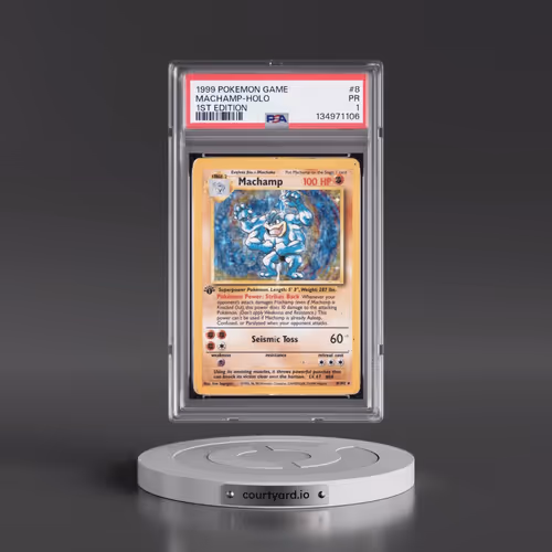 1999 Pokémon Game #8 Machamp - 1st Edition Holo (PSA 1 PR)