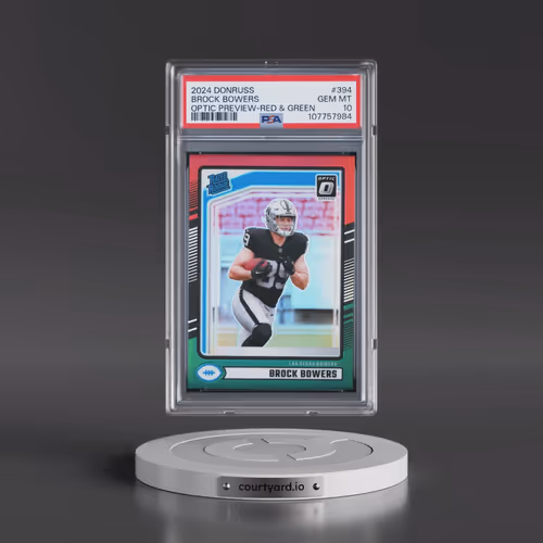 2024 Panini Donruss #394 Brock Bowers - Optic Preview-Red & Green (PSA 10 GEM MINT)