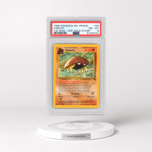 1999 Pokémon Game Promo #50 Kabuto - Top Deck Magazine w/Wizards Gold Stamp (PSA 8 NM-MT)
