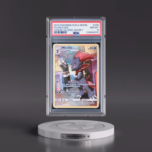 2019 Pokémon Sun & Moon Cosmic Eclipse #238 Weavile - Full Art Secret (PSA 8 NM-MT)