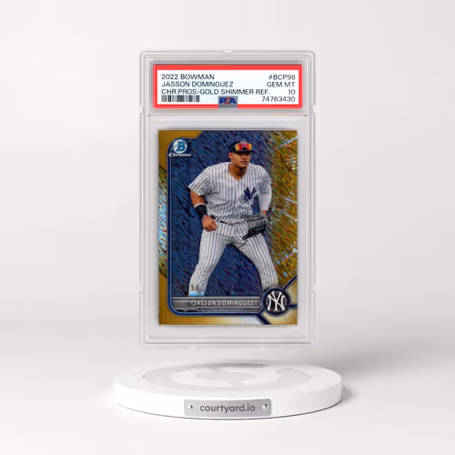 2022 Bowman Chrome Prospects #BCP98 Jasson Dominguez - Gold Shimmer Refractor (PSA 10 GEM MINT)