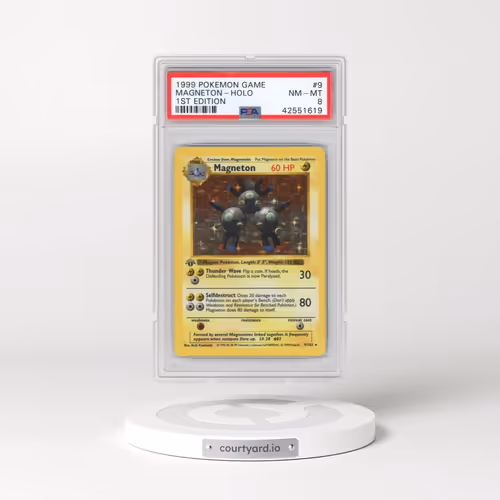 1999 Pokémon Game #9 Magneton - 1st Edition Holo (PSA 8 NM-MT)
