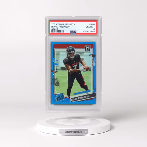 2023 Panini Donruss Optic #206 Bijan Robinson - Aqua (PSA 10 GEM MINT)