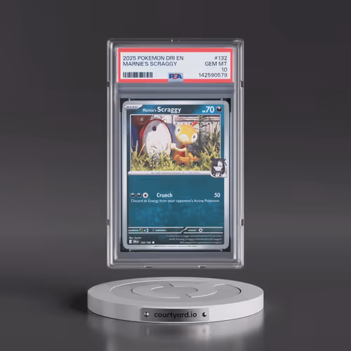 2025 Pokémon Dri EN-Destined Rivals #132 Marnie's Scraggy (PSA 10 GEM MINT)