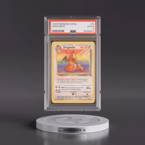 1999 Pokémon Fossil #19 Dragonite (PSA 4 VG-EX)