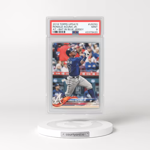 2018 Topps Update #US250 Ronald Acuna Jr. - At-Bat in Blue Jersey (PSA 9 MINT)
