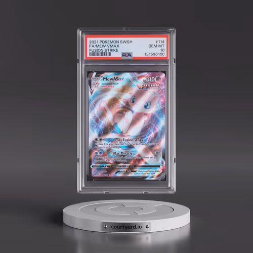 2021 Pokémon Sword & Shield Fusion Strike #114 Mew Vmax - Full Art (PSA 10 GEM MINT)