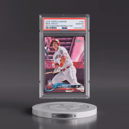 2018 Topps Chrome #100 Mike Trout - Batting-Pink Refractor (PSA 10 GEM MINT)