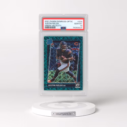 2021 Panini Donruss Optic #204 Justin Fields - Green Velocity (PSA 10 GEM MINT)