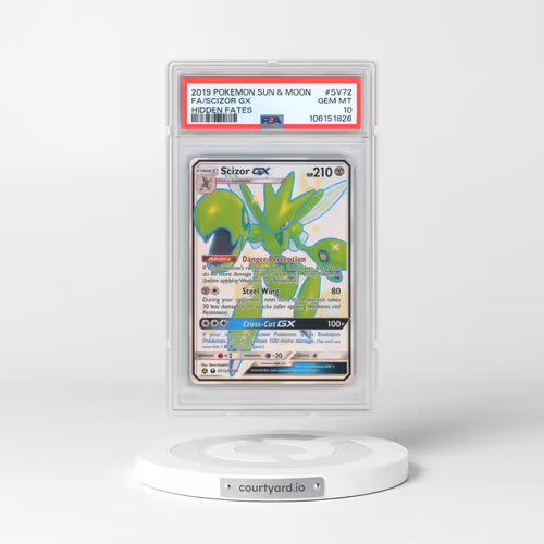 2019 Pokémon Sun & Moon Hidden Fates #SV72 Scizor GX - Holo Full Art (PSA 10 GEM MINT)