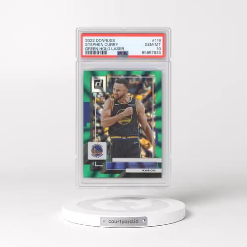 2022 Panini Donruss #116 Stephen Curry - Green Holo Laser (PSA 10 GEM MINT)