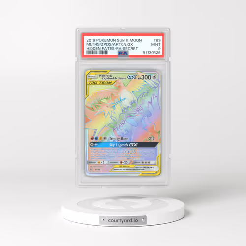 2019 Hidden Fates #69 Moltres & Zapdos & Articuno GX - Holo Secret (PSA 9 MINT)