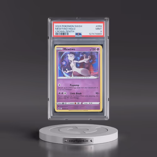 2023 Pokémon Sword and Shield Crown Zenith #059 Mewtwo - Holo (PSA 9 MINT)