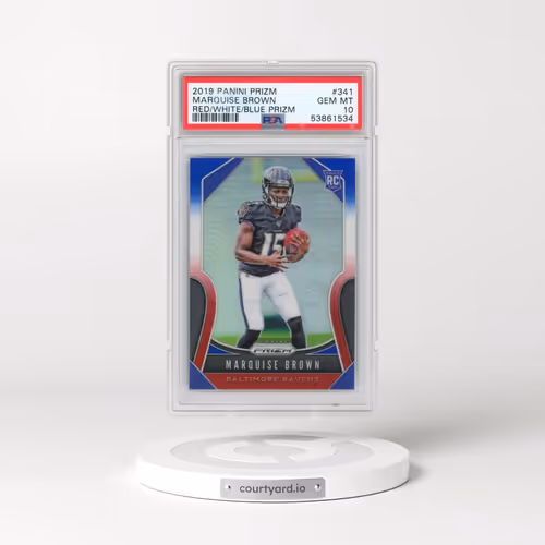 2019 Panini Prizm #341 Marquise Brown - Red/White/Blue Prizm (PSA 10 GEM MINT)