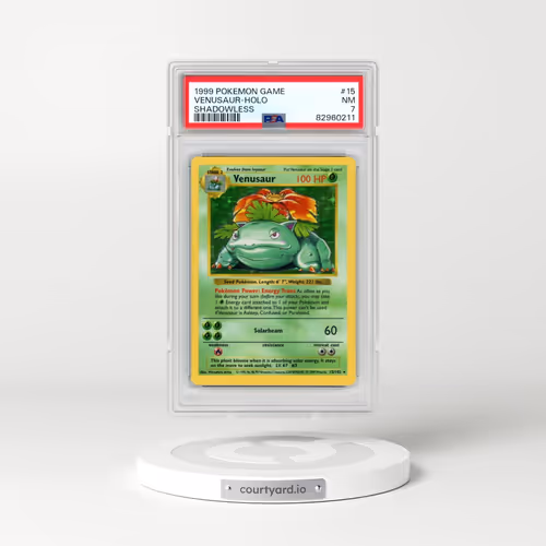 1999 Pokémon Game #15 Venusaur - Holo Shadowless (PSA 7 NM)