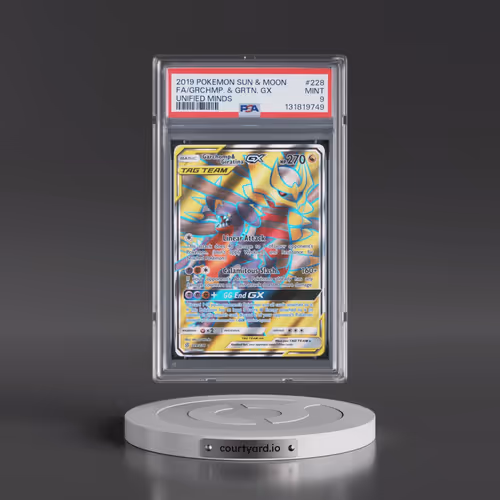 2019 Pokémon Sun & Moon Unified Minds #228 Garchomp & Giratina GX - Holo Full Art (PSA 9 MINT)