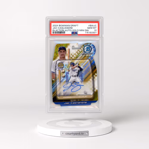 2024 Bowman Draft Bowman in Action Autographs #BIAJC Jac Caglianone - Gold Mini Diamond (PSA 10 GEM