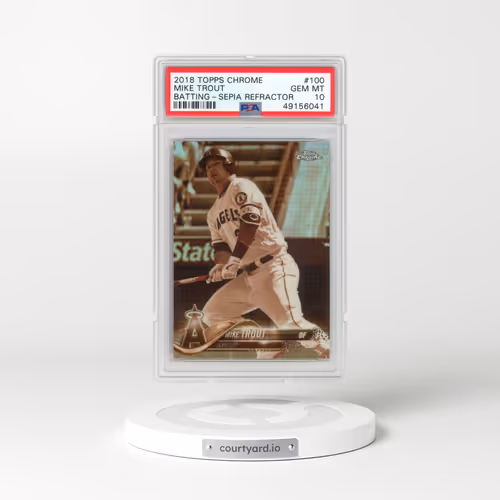 2018 Topps Chrome #100 Mike Trout - Batting-Sepia Refractor (PSA 10 GEM MINT)