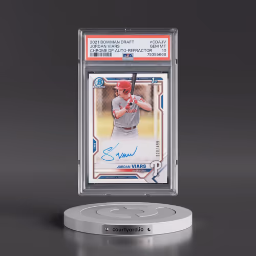 2021 Bowman Draft Chrome Draft Pick Autographs #CDAJV Jordan Viars - Refractor (PSA 10 GEM MINT)