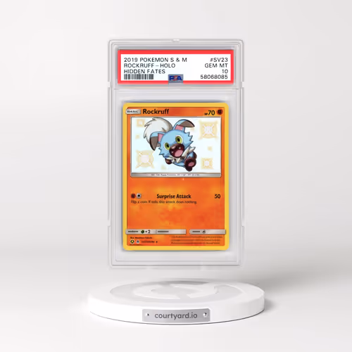 2019 Pokémon Sun & Moon Hidden Fates #SV23 Rockruff - Holo (PSA 10 GEM MINT)