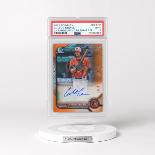2022 Bowman Chrome Prospect Autographs #CPACC Colton Cowser - Orange Shimmer Refractor (PSA 9 MINT)
