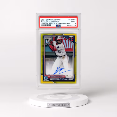 2024 Bowman Draft Chrome Prospect Autographs #CPAKC Kaelen Culpepper - Yellow Refractor (PSA 9 MINT)