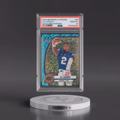 2024 Bowman University Chrome #63 DJ Lagway - Aqua Mini Diamond (PSA 10 GEM MINT)