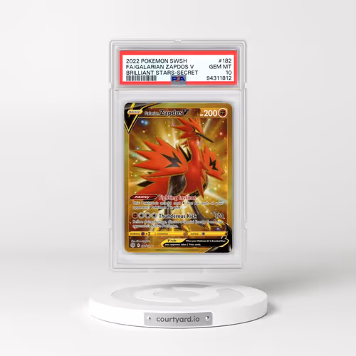 2022 Pokémon Sword & Shield Brilliant Stars #182 Galarian Zapdos V - Holo Full Art Secret (PSA 10 GEM MINT)