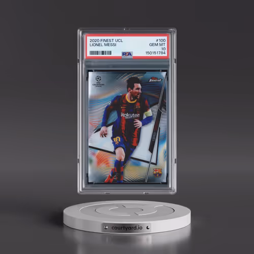 2020 Topps Finest UEFA Champions League #100 Lionel Messi (PSA 10 GEM MINT)