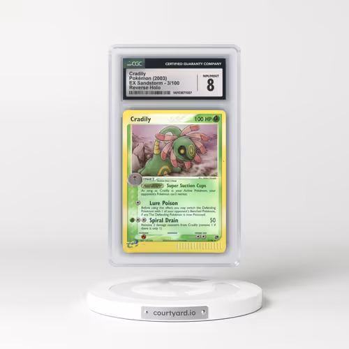 2003 EX Sandstorm (2003 Copyright, w/ "e" Symbol) #3/100 Cradily - Reverse Holo (CGC 8 NM-MT)