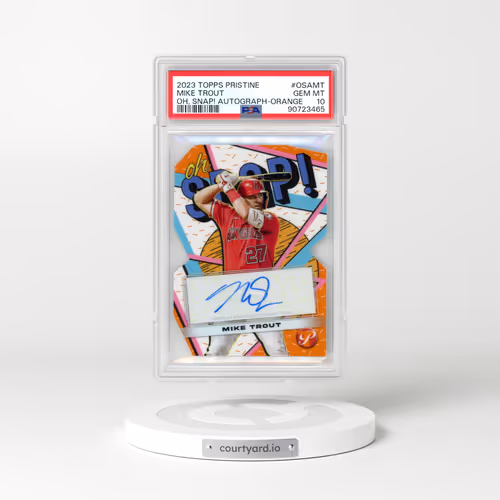 2023 Topps Pristine Oh, Snap! Autograph #OSAMT Mike Trout - Orange (PSA 10 GEM MINT)