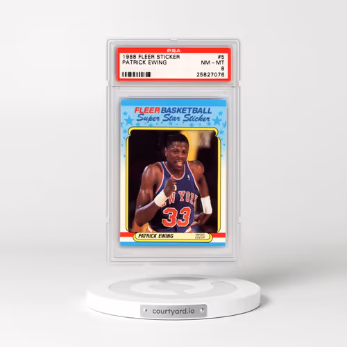 1988 Fleer Sticker #5 Patrick Ewing (PSA 8 NM-MT)