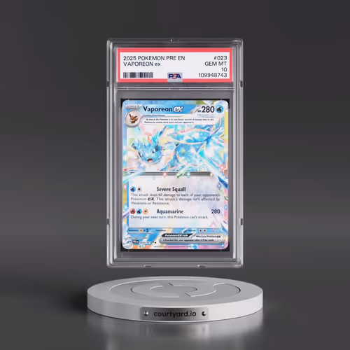 2025 Pokémon Pre EN-Prismatic Evolutions #023 Vaporeon EX - Holo (PSA 10 GEM MINT)