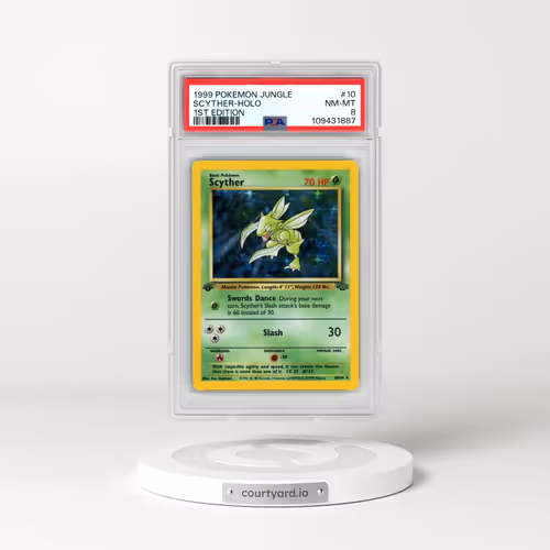 1999 Pokémon Jungle #10 Scyther - 1st Edition Holo (PSA 8 NM-MT)